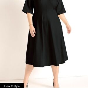 Eloquii Black Dolman Sleeve A-Line Midi Dress